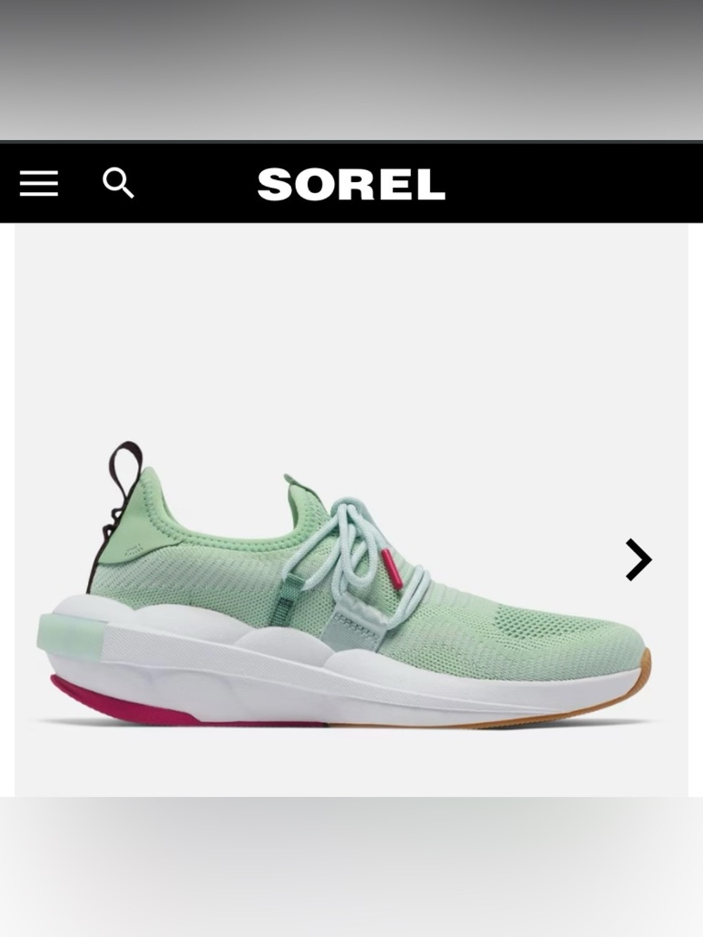 Sorel Mint Knit Lace-Up Women’s Sneakers with Gum and Pink Accents - Picture 2 of 14